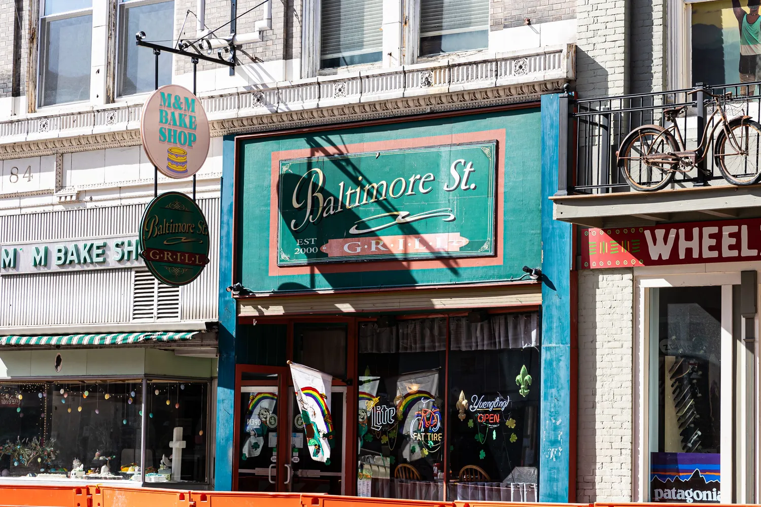 Storefront of the Baltimore Street Grill in downtown Cumberland.