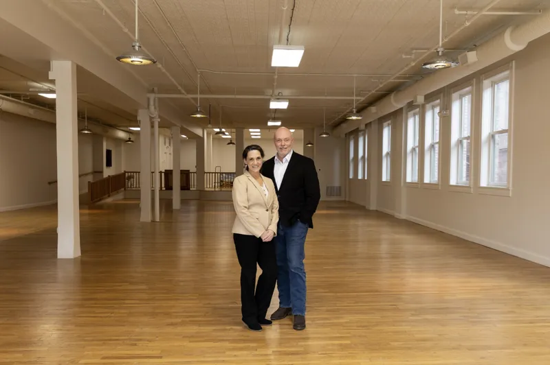 Thomas and Rebecca Ferleman stand in a open room that wiil be the new gallery space.
