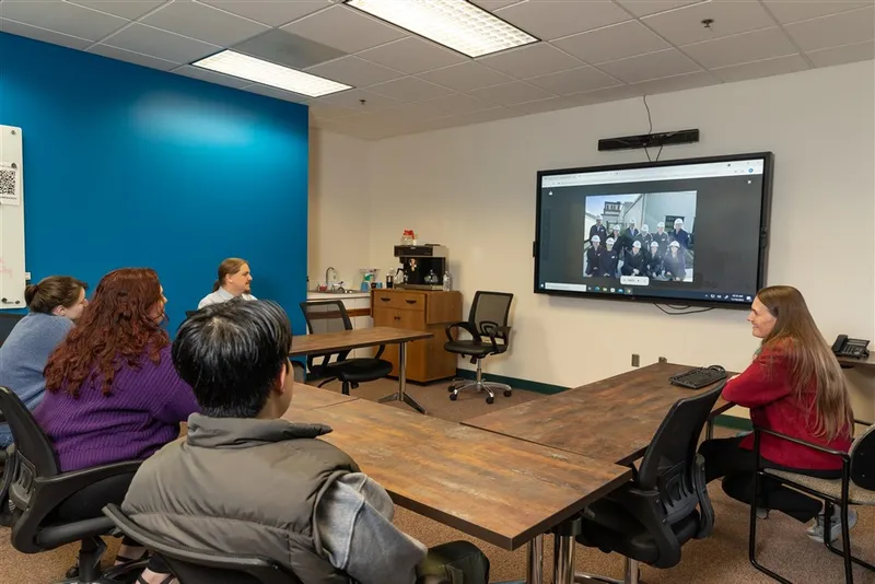 Students and faculty gather in a conference room at the UMCES Appalachian Lab.