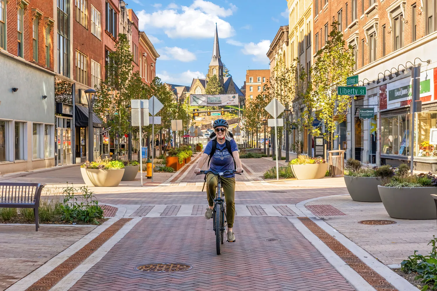 Biker Traveling Baltimore Street Cumberland Md 1